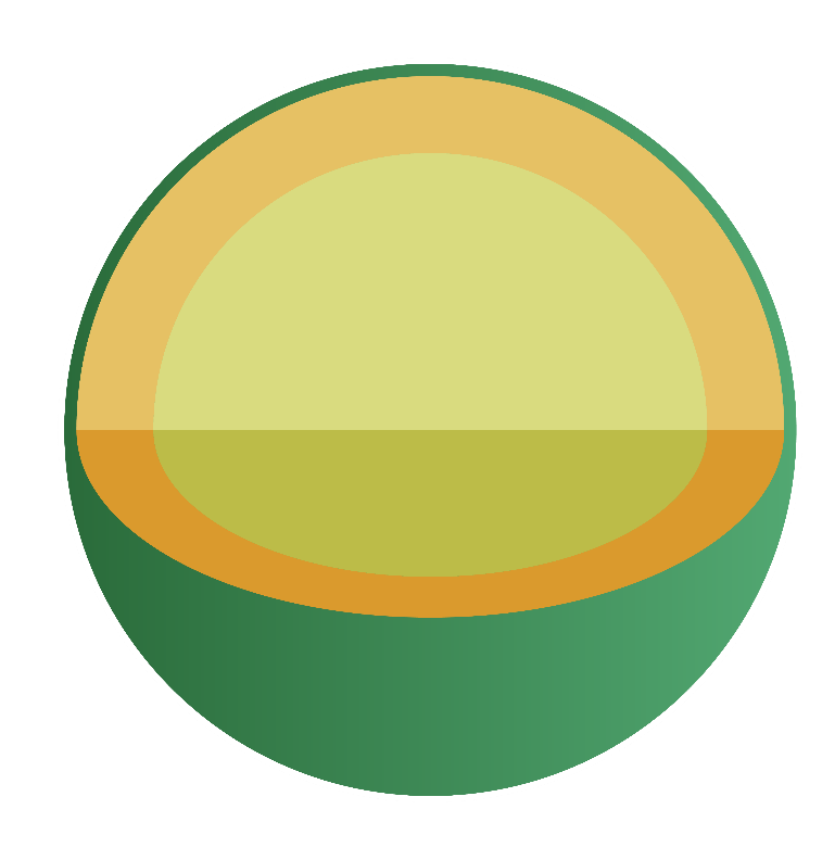 Cross-section of a DuraTerra BioM granule showing the mineral core, microbial coating layers and outer shell